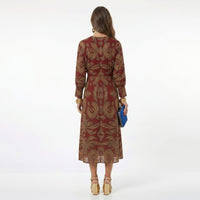 Teresa | Vestido Midi Estampado com Detalhe de Nó