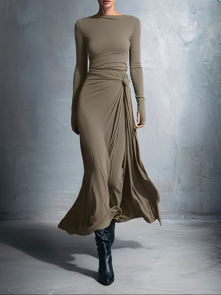 Alba - Vestido longo com nó lateral