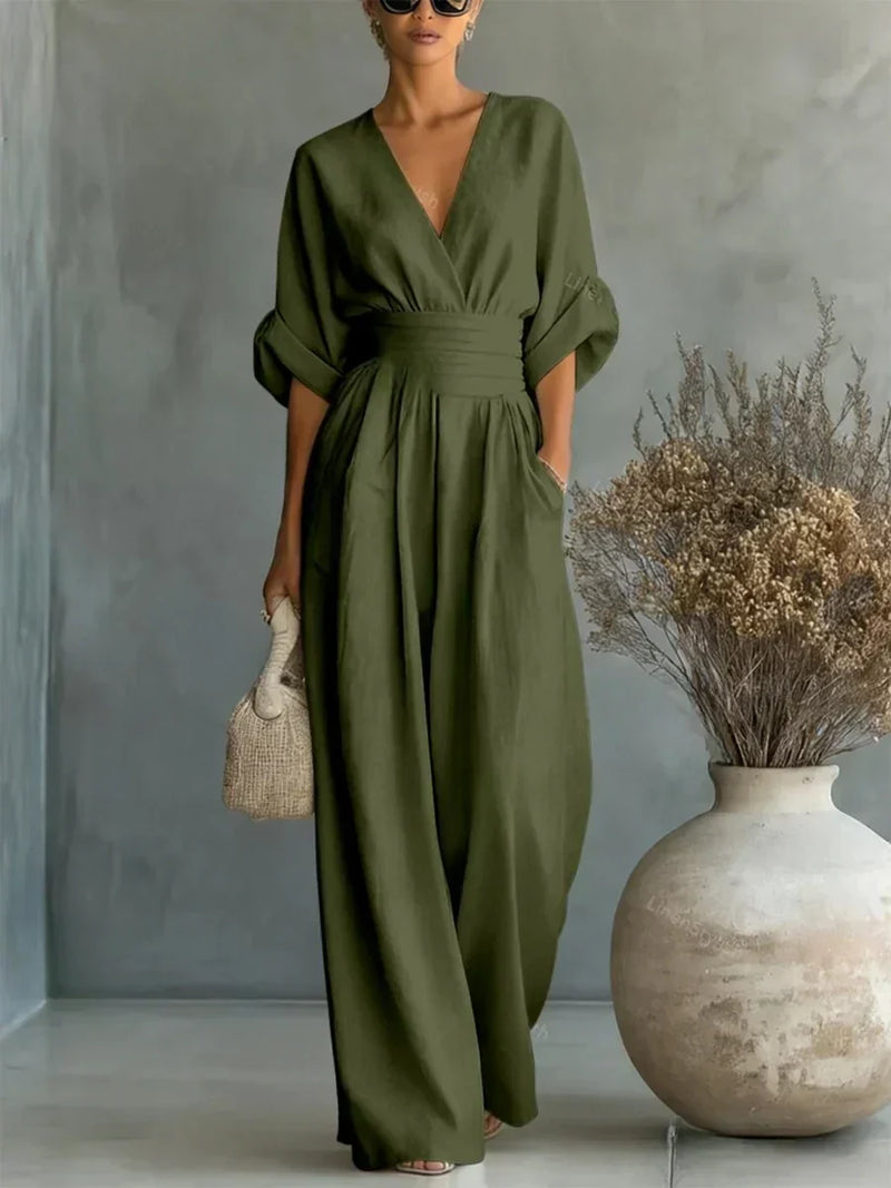Maja | Macacão Elegante com Decote em V e Cintura Alta