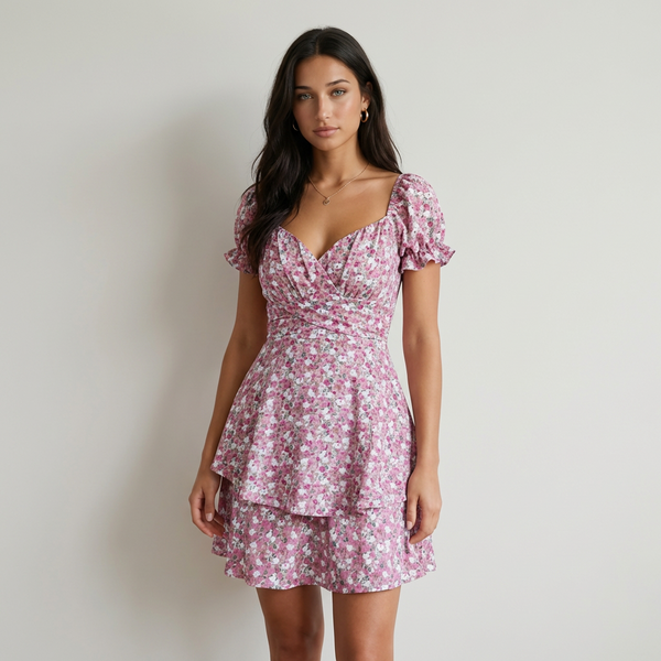 Vestido Mini Floral Cruzado Luciana