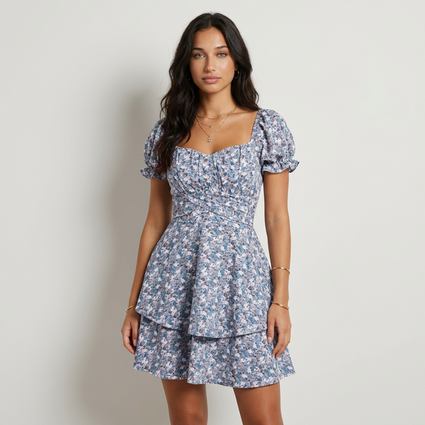 Vestido Mini Floral Cruzado Luciana