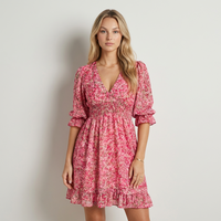 Daniela Vestido Mini Floral Fruncido