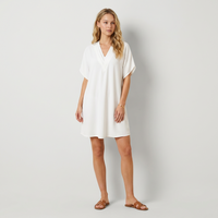 Mirabela Elegante vestido com decote em V drapeado