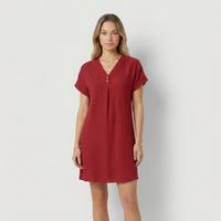 Delia Vestido com decote em V e detalhes com botões