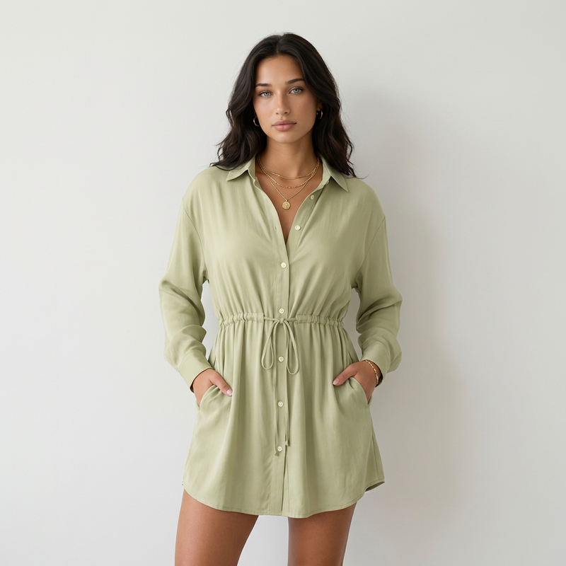 Gabriela Vestido Camisero Satinado